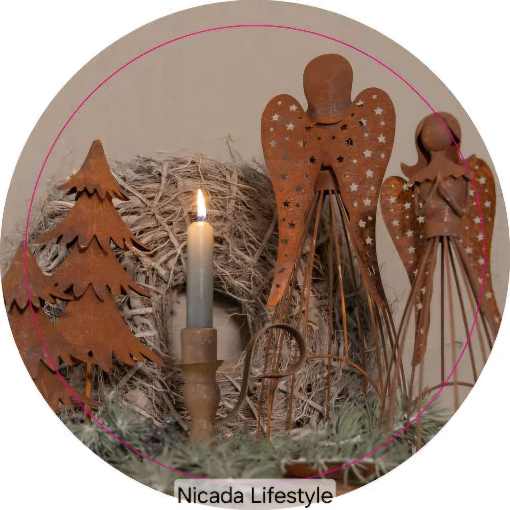 Muurcirkel 80cm - Landelijk, stoer en sober woondecoratie