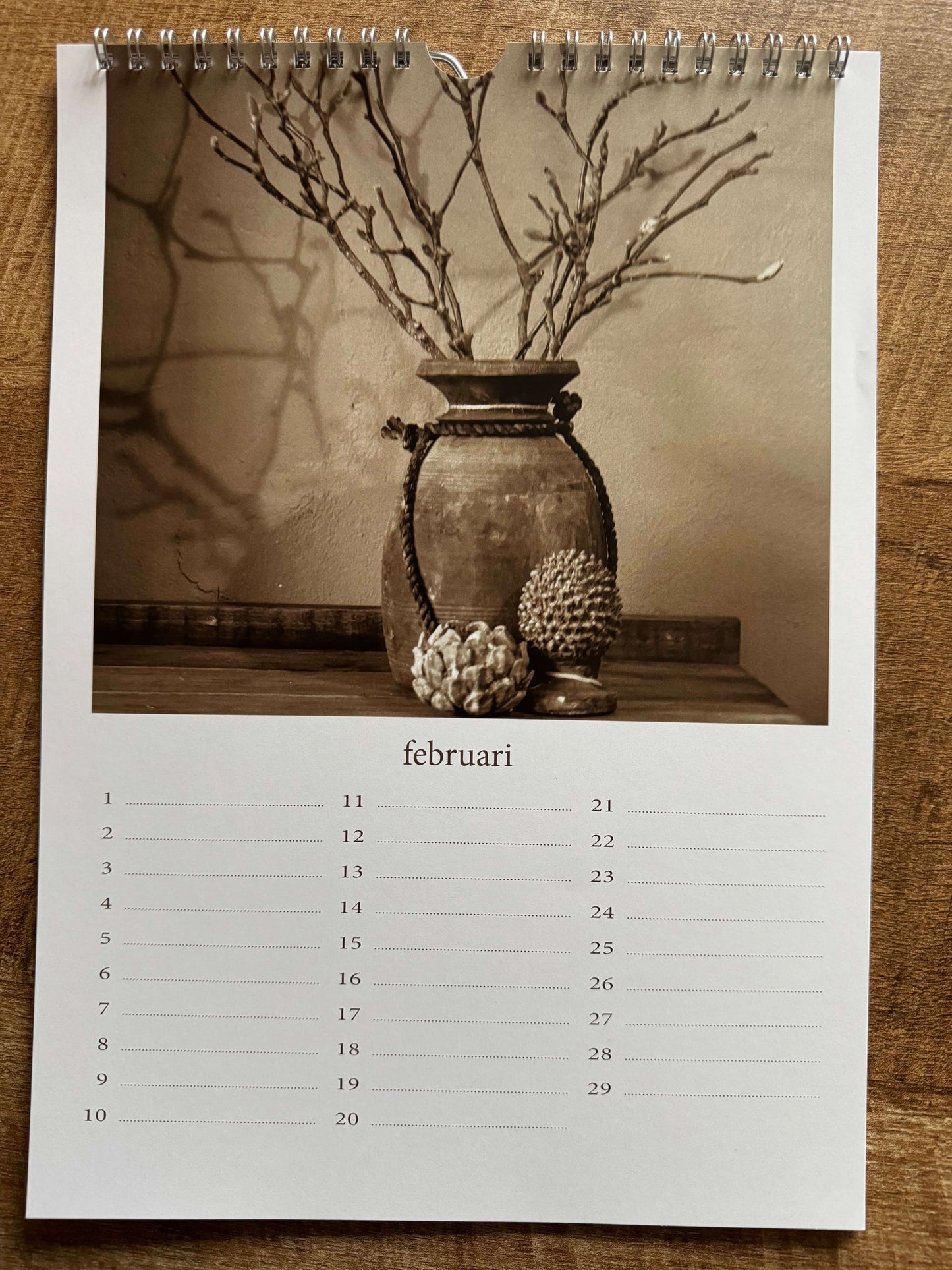 Verjaardag kalender - landelijk, stoer en sober