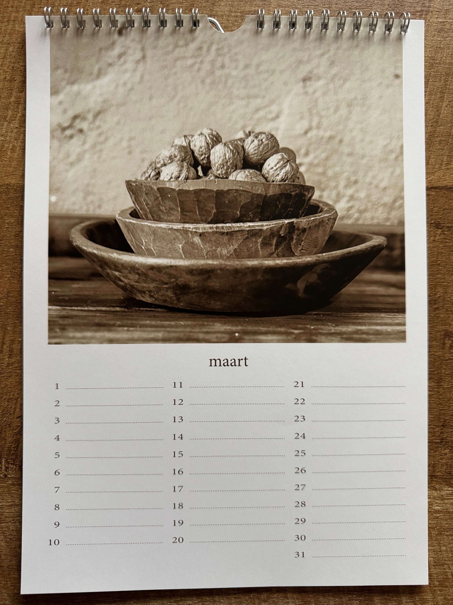Verjaardag kalender - landelijk, stoer en sober