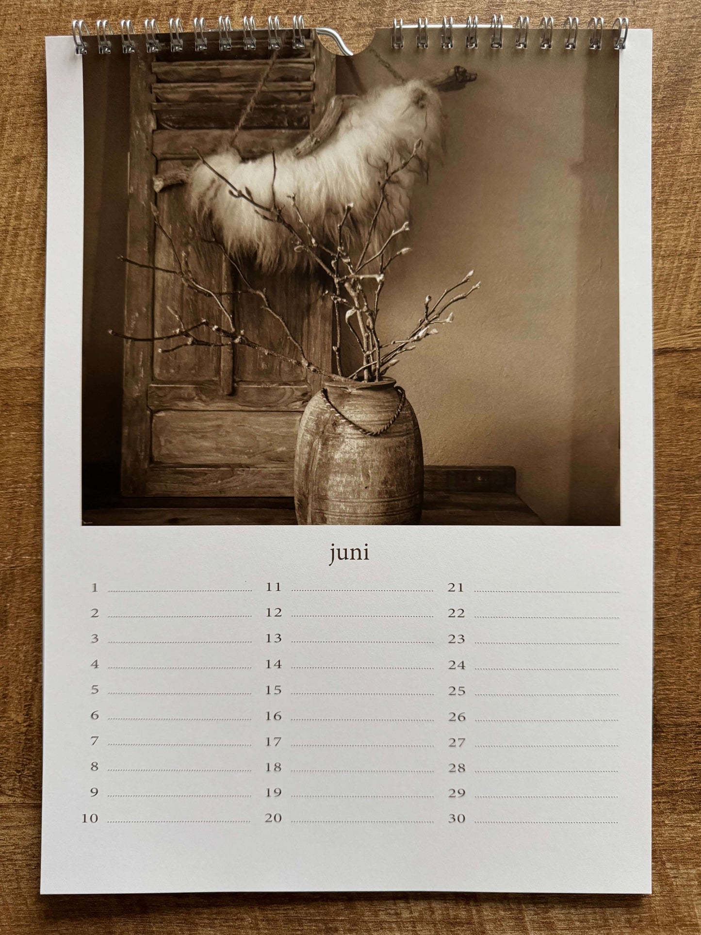 Verjaardag kalender - landelijk, stoer en sober