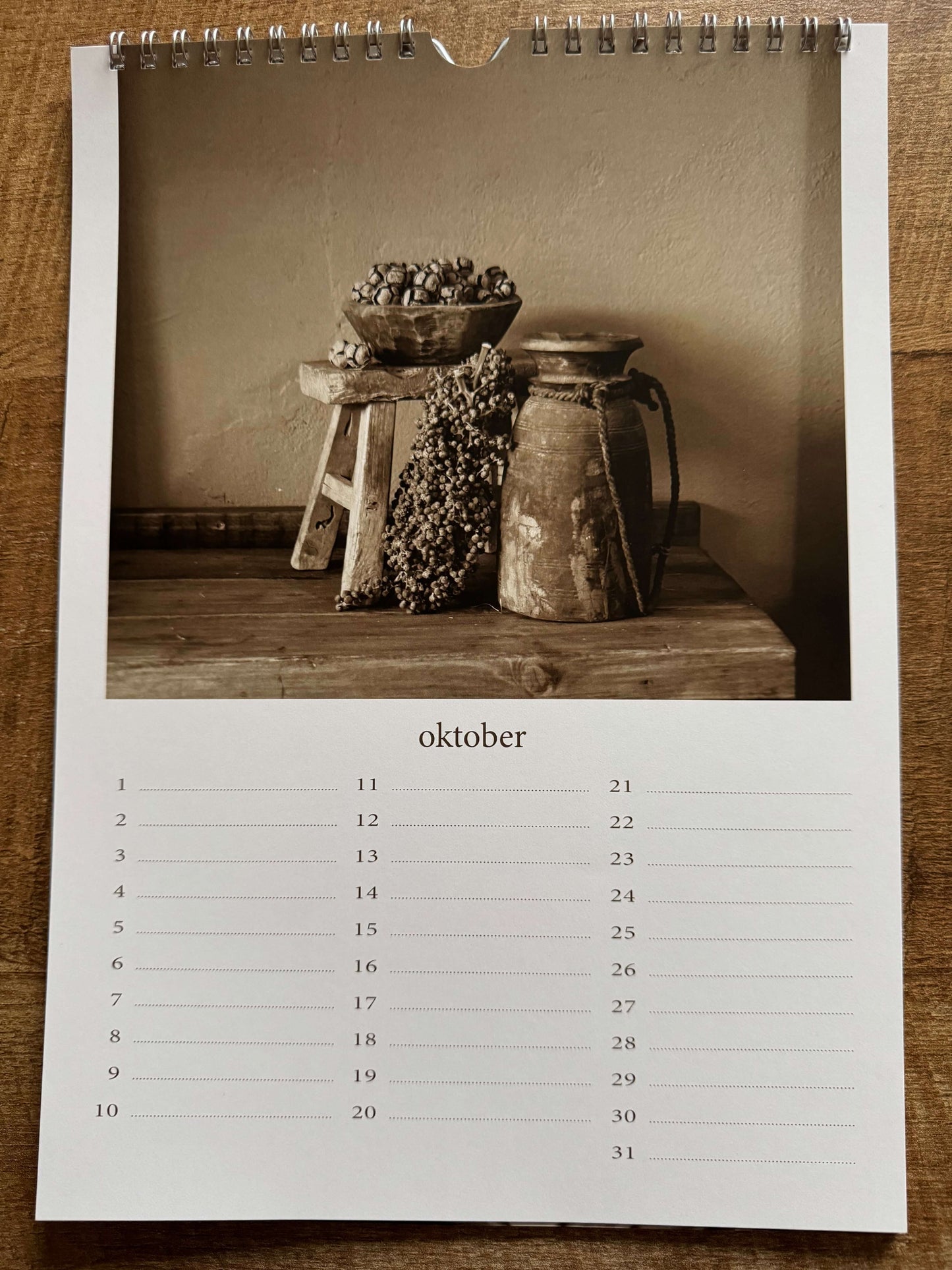 Verjaardag kalender - landelijk, stoer en sober