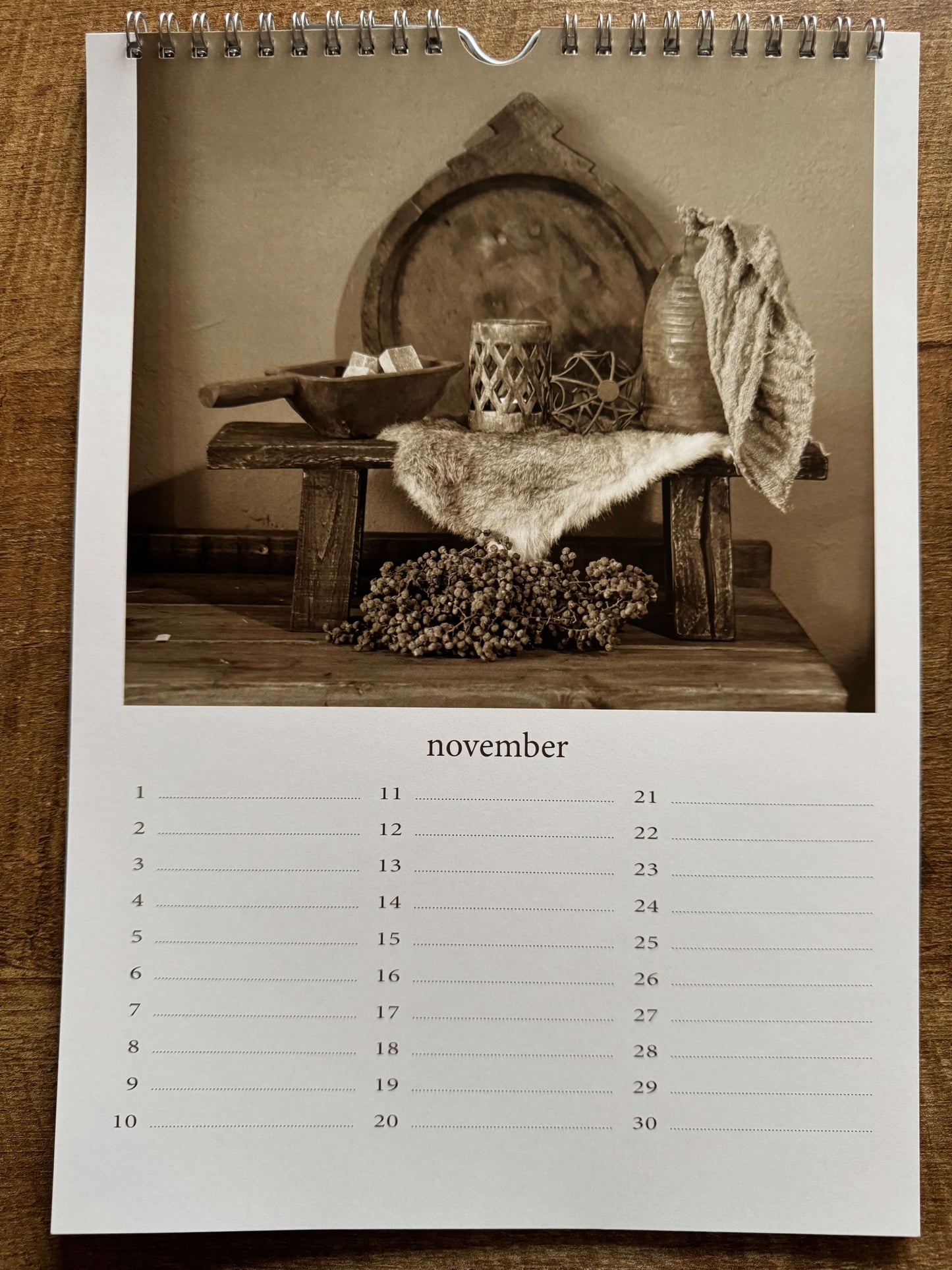 Verjaardag kalender - landelijk, stoer en sober