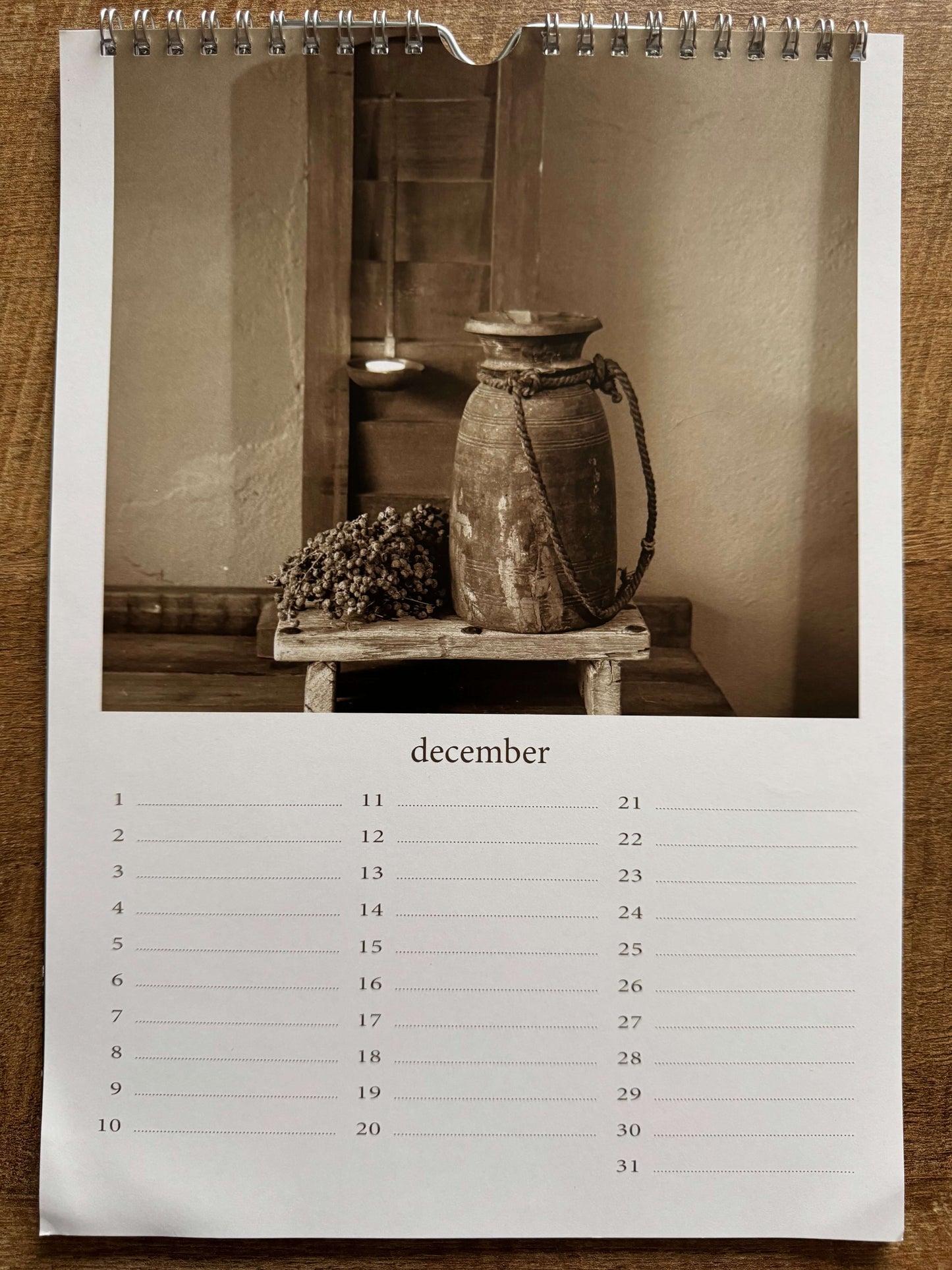 Verjaardag kalender - landelijk, stoer en sober